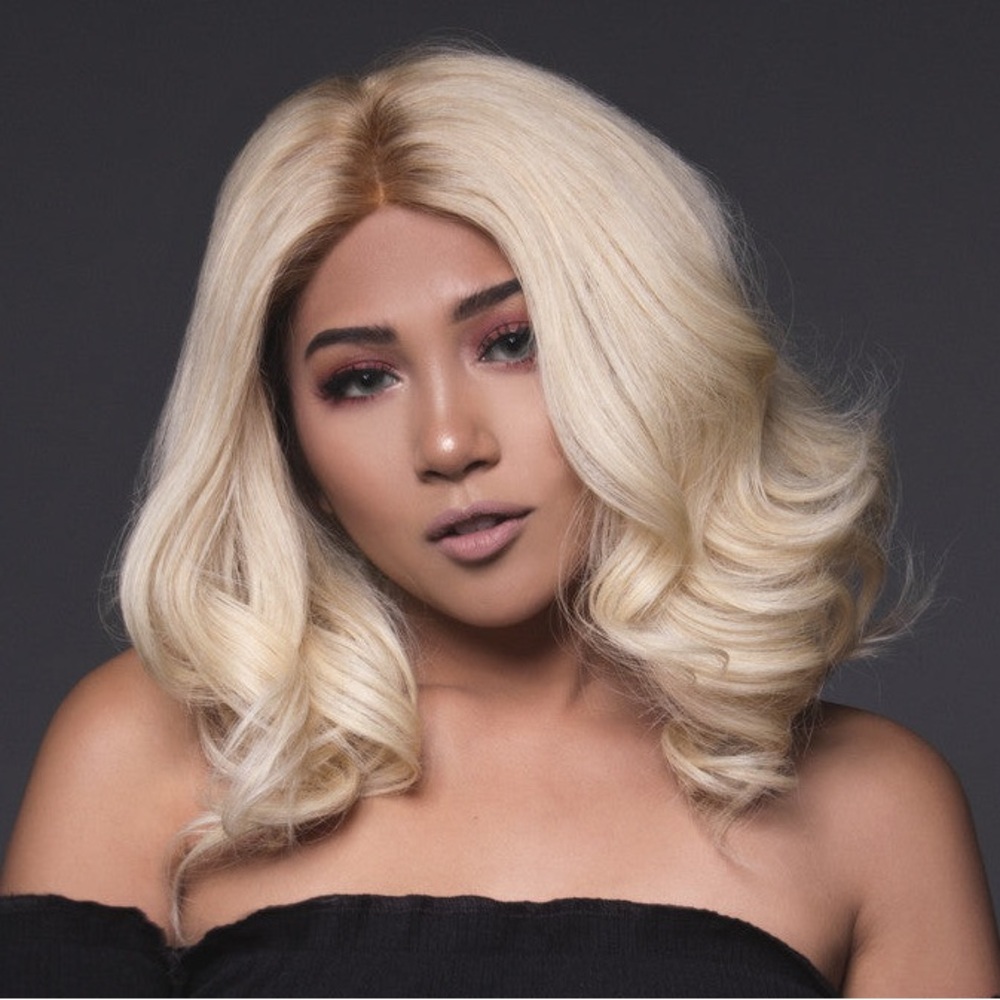 BELLAMI BLONDE HUMAN HAIRWIG “ANASTASIA” 14" BODY WAVE LONG BOB LACE FRONT NEW